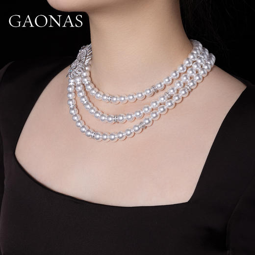 GAONAS 羽翎珠华 臻奢羽毛白色珠项链11212XW 商品图4