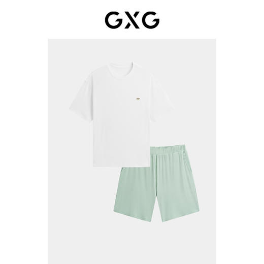 GXG圆领T恤套装撞色家居服男运动休闲睡衣睡裤春夏热卖 商品图4