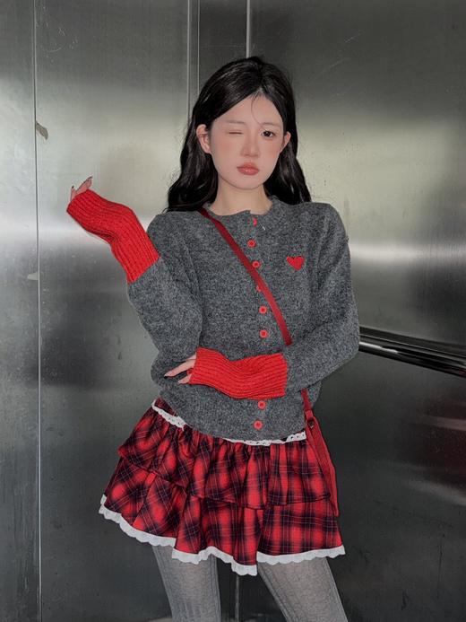 【YW】无忧购韩系拼接撞色爱心logo软糯开衫针织毛衣1918(截单后7天发货) 商品图5