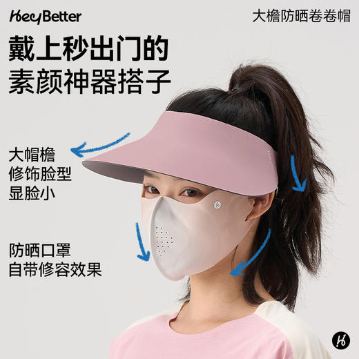 【HeyBetter】成人大檐防晒卷卷帽，曲面大帽檐设计，显脸小同时有效防护，空顶帽身提升透气性 商品图3
