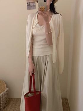 蕾丝背心珍珠扣针织开衫