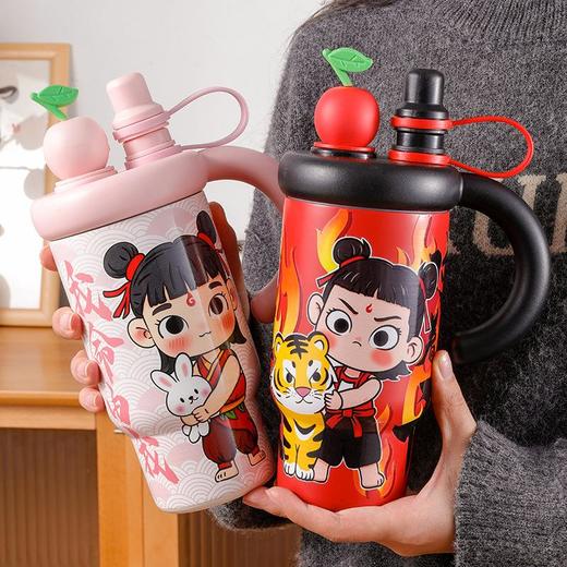 网红国潮哪吒保温杯316不锈钢冰霸杯大容量保温水杯茶水分离杯子 商品图1