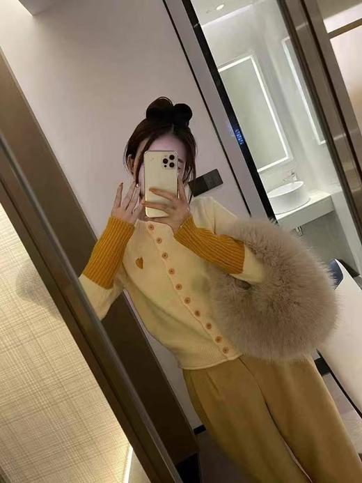 【YW】无忧购韩系拼接撞色爱心logo软糯开衫针织毛衣1918(截单后7天发货) 商品图9