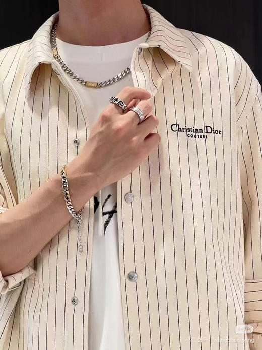 Dior 人字纹条纹刺绣衬衫 商品图4