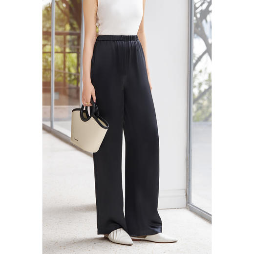 剩M/L 米思阳2026春季新款光泽感醋酸休闲长裤百搭通勤直筒阔腿裤女5732 商品图2