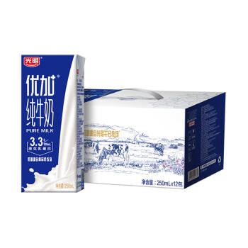 光明 优加纯牛奶250ml*12盒/礼盒装浓醇营养早餐奶包装随机礼盒装 /水饮冲调 /常温奶 /基础牛奶 商品图1
