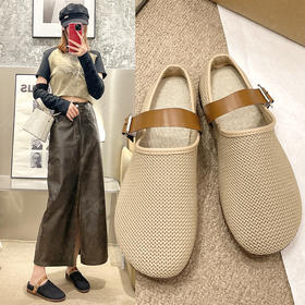 清完下架【意迪森】X6-KS13飞织网面包头半托2024夏季新款透气百搭复古软底ins女外穿凉拖鞋