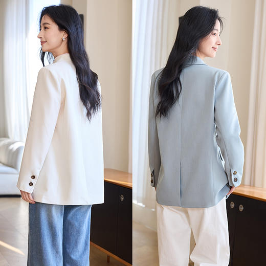 VICTORIA&VERA春季“轻盈呼吸感”气质宽松休闲2粒扣撞色袖口设计感西装外套 商品图7