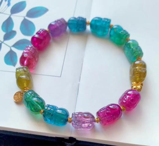 7mm-8mm单圈彩虹碧玺貔貅手链 商品图2