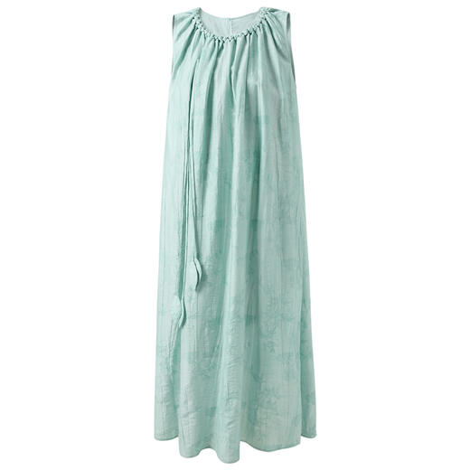 三彩【天青染露】2025春季新款新中式宽松无袖提花连衣裙A字长裙C 商品图4