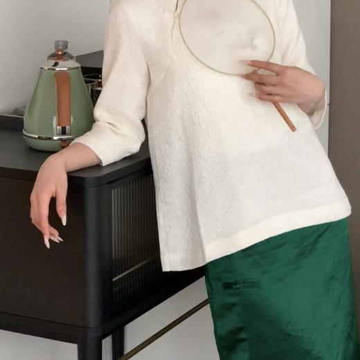 顺丰包邮洛诗琳34049春夏新中式羊毛混纺提花盘扣国风上衣11088 商品图2