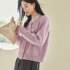 VICTORIA&VERA春季“山茶漫记”香芋紫宽松慵懒风圆领金扣小香羊毛针织开衫 商品缩略图5