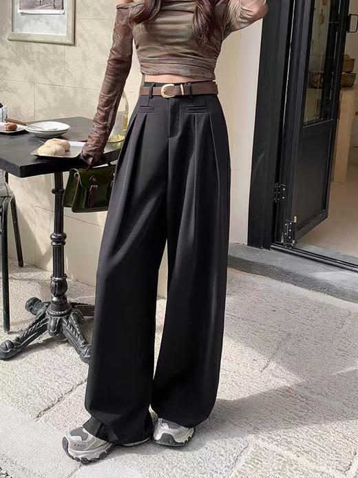 418感恩价【春上新】高级感西装阔腿裤春季宽松显瘦休闲拖地裤5808-喜出 商品图6