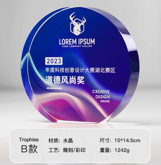 水晶奖杯定制定做高档创意彩印刻字荣誉奖牌年会优秀员工颁奖订制 商品图1