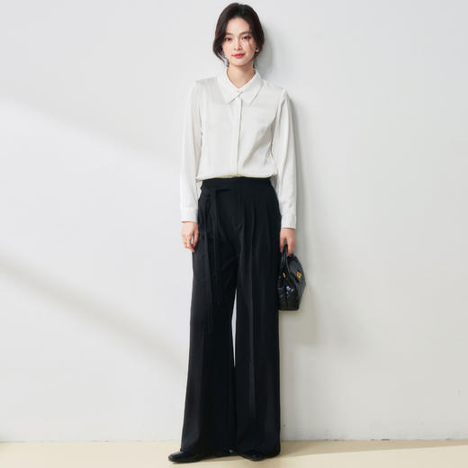 25春夏设计感系带长裤垂坠感不易皱高腰显瘦直筒拖地阔腿裤！ 商品图3