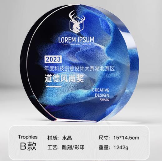 水晶奖杯定制定做高档创意彩印刻字荣誉奖牌年会优秀员工颁奖订制 商品图3