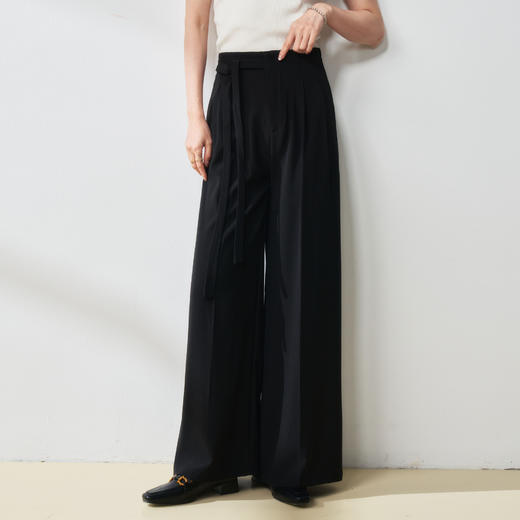 25春夏设计感系带长裤垂坠感不易皱高腰显瘦直筒拖地阔腿裤！ 商品图6