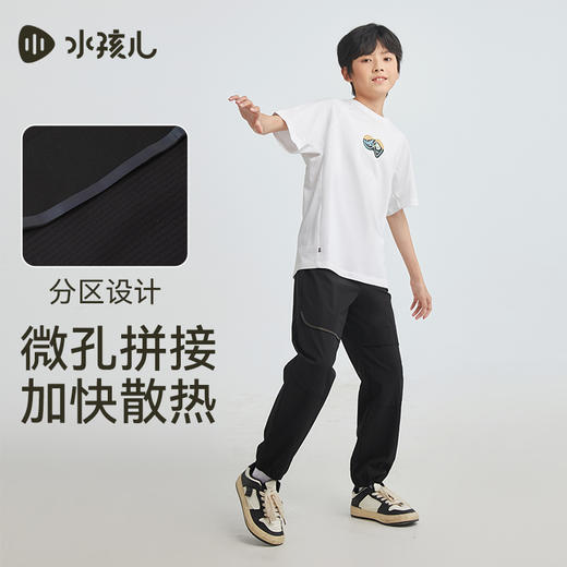水孩儿童装夏季女童长裤男童裤子户外休闲透气薄款弹力宽松运动裤 商品图1