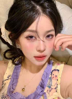 flowercolor 半年抛美瞳 泪钻粉紫 直径14.5mm着色13.8mm