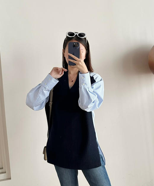 COS同款针织拼接衬衫衬衣毛衣022503 商品图7