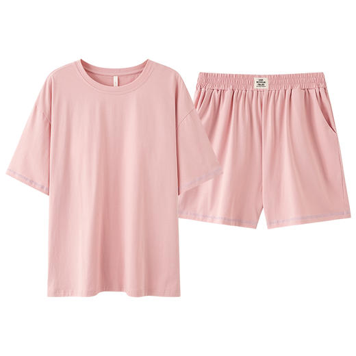 【重磅冰瓷棉】自然醒「时光清浅」轻运动可外穿睡衣情侣短袖短裤宽松薄款大码凉感冰瓷棉家居服带胸垫JLM 商品图10