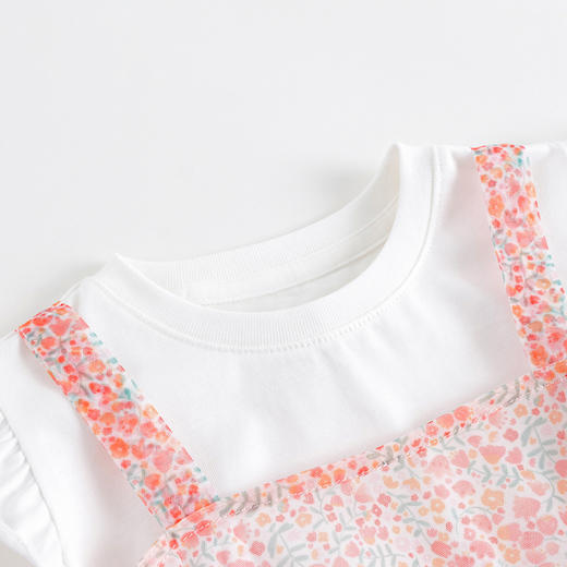 马克珍妮夏装新款 女童郁金香满印网纱吊带假两件T恤231051 商品图3