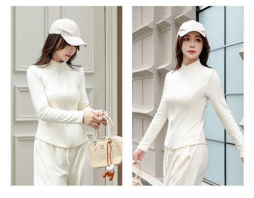 【佰丽得三色运动瑜伽休闲套装】淡雅的色彩搭配，灵感源自大自然! 采用高品质透气面料，能够迅速吸收汗水并保持身体干爽舒适 收腰设计，巧妙勾勒出腰部线条，时尚又好看 商品图4