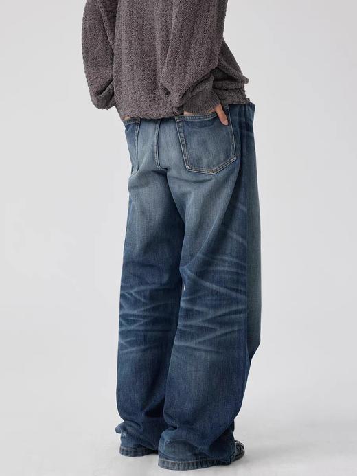 Simple Project/K25200/深蓝猫须水洗直筒牛仔裤 商品图3