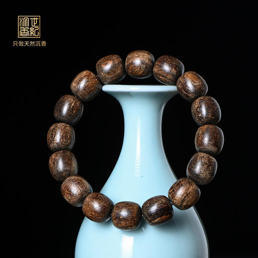 天然都蓬沉香桶珠 沉水级 13.2mm*16颗 25.1克 SP10820 商品图0