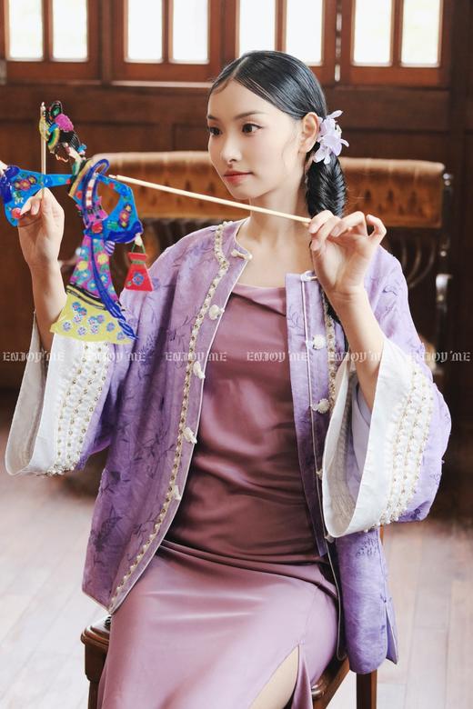 【门店同款】ENJOY春季云敛-春光推盏紫陌含烟中式外套 161946737 商品图4