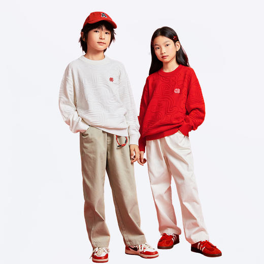 男女童圆领长袖棉线衫春季新款安奈儿童装EM514010 商品图3