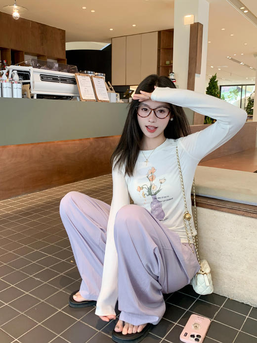 【110元任选2件】最后一波现货！花瓶印花修身长袖T恤 商品图5