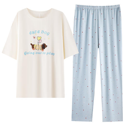 【抗菌新疆棉】自然醒「糖水日记」纯棉可爱睡衣女春秋款夏季短袖长裤家居服套装夏天夏款JLM 商品图9