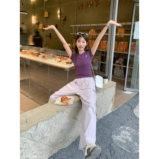 <曾小咸推荐>新品现货秒杀！卖完下架不再补 ！微信粉丝打折价！！浅紫色休闲裤 日常159.99/件 立减80 秒杀79.99/件！！ 商品图4