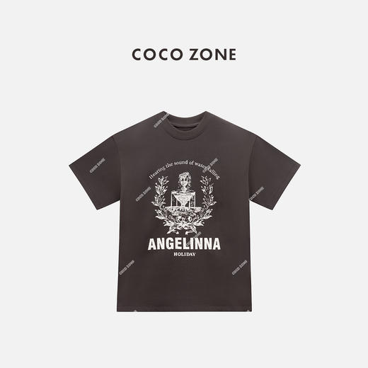 COCO ZONE 纯色字母印花短袖T恤百搭圆领上衣CC1B1400 商品图0