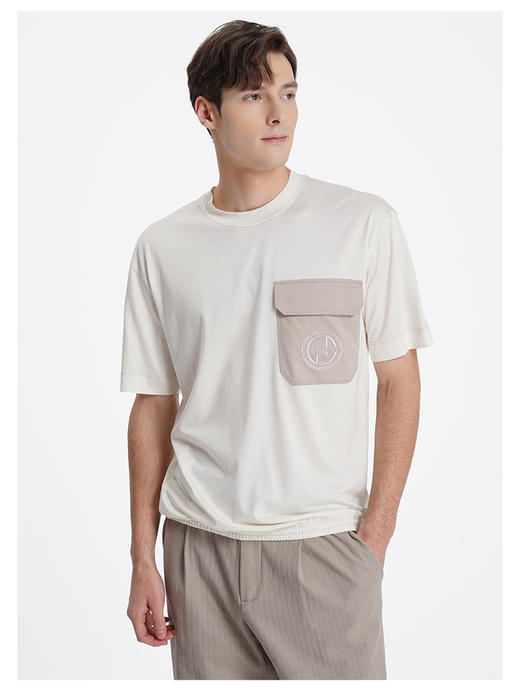 callisto启程系列糯米白长绒棉混纺T恤 商品图2