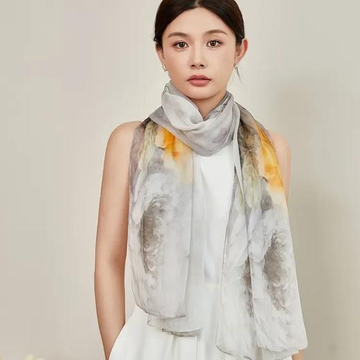 紫宝加密雪纺喷绘桑蚕丝长巾 商品图0