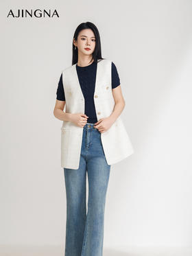 【商场同款】阿菁娜2025春季新款宽松小香风马甲A30C103003