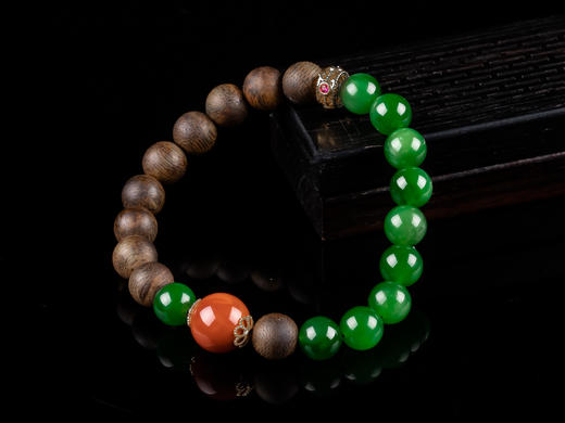 XY0026原创沉香DIY碧玉南红手串 商品图1