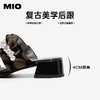 MIO米奥拖鞋女夏季新款珍珠外穿粗跟复古丝绒木耳边方头凉鞋M253141632 商品缩略图4