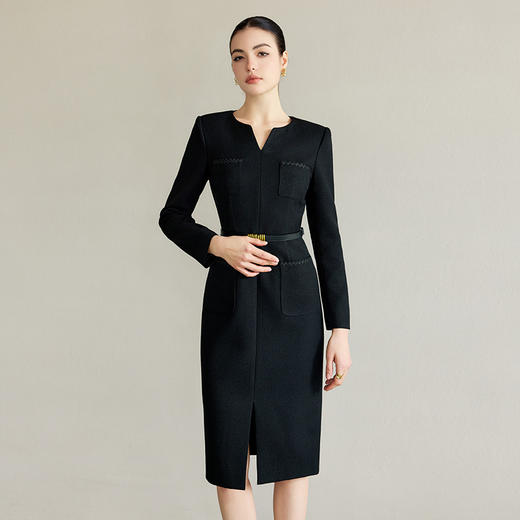 IWY/时尚黑色职业西装连衣裙女气质编织肌理感西服裙子正式场合工作服Q1290 商品图4
