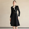 IWY/黑色连衣裙女高级感荷叶边领口西服裙气质职业装时尚通勤风女装Q1277 商品缩略图3