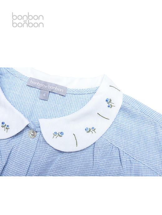 花朵绣花细格上衣 商品图2