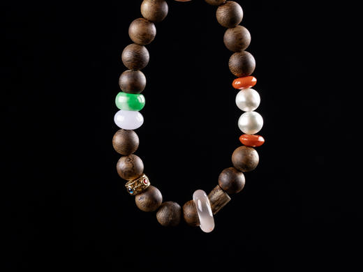 XY0050原创沉香DIY翡翠珍珠手串8.5mm 商品图5