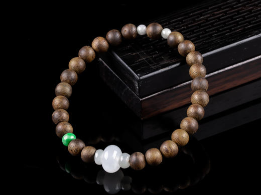 XY0043原创DIY沉香翡翠单圈手串6.3mm 商品图1