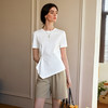 OLrain欧芮儿不规则设计感白色短袖T恤女春季2025年新款修身上衣 商品缩略图0
