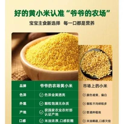 【婴儿辅食粥】爷爷的农场有机黄小米350g营养独立小包装宝宝辅食营养粥小米谷物 商品图1