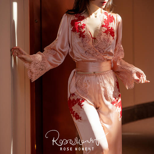 法式风情短上衣长裤真丝套装 T221018 商品图0