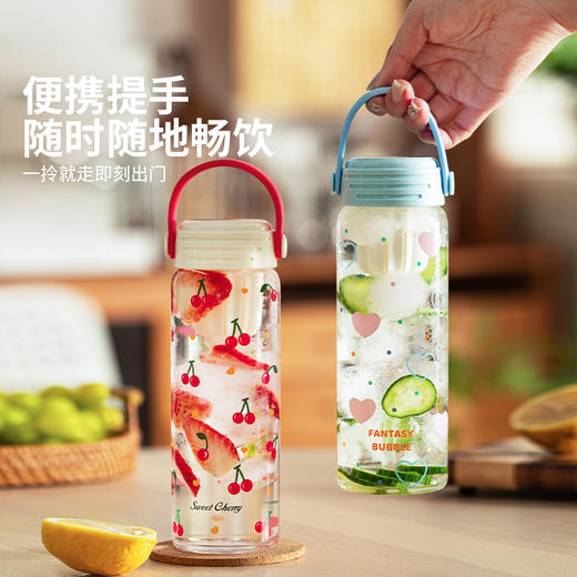 摩登主妇带提手玻璃杯大容量水杯女2025新款杯子高颜值茶水分离杯 商品图2