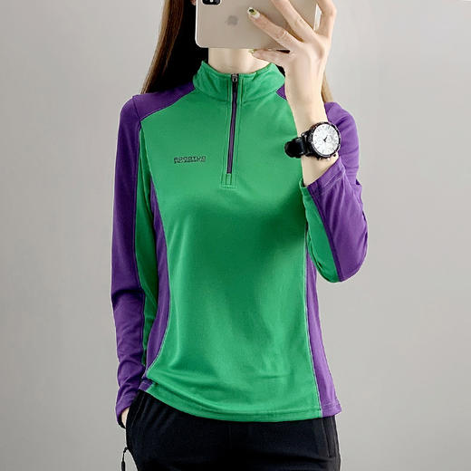 【69元单件！第二件半价】LUCKY DEER女款拼色速干长袖T恤户外透气登山服 商品图4